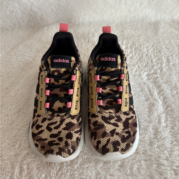 Adidas Toddler Running Shoes - Leopard Print with Pink Accents - Picture 1 of 8